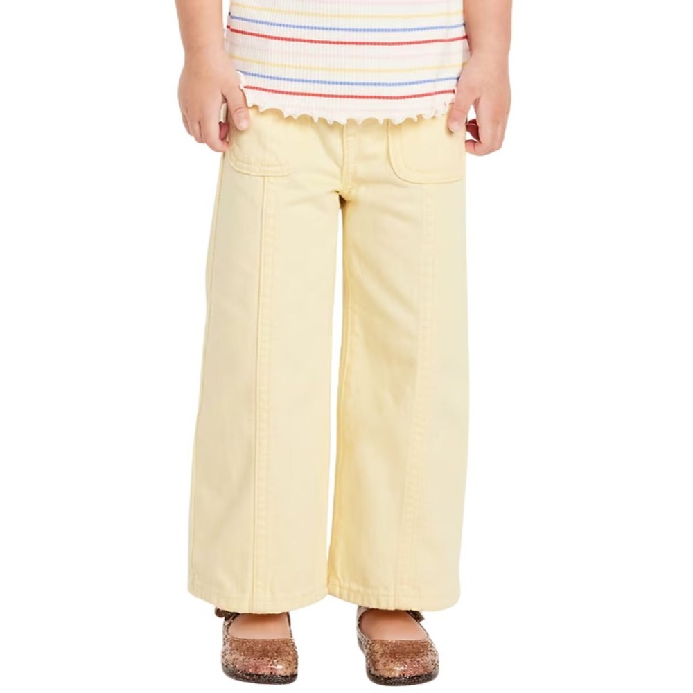 NWT Old Navy Butter Yellow Girl's High-Waisted Baggy Mariner Wide-Leg Jeans 2T